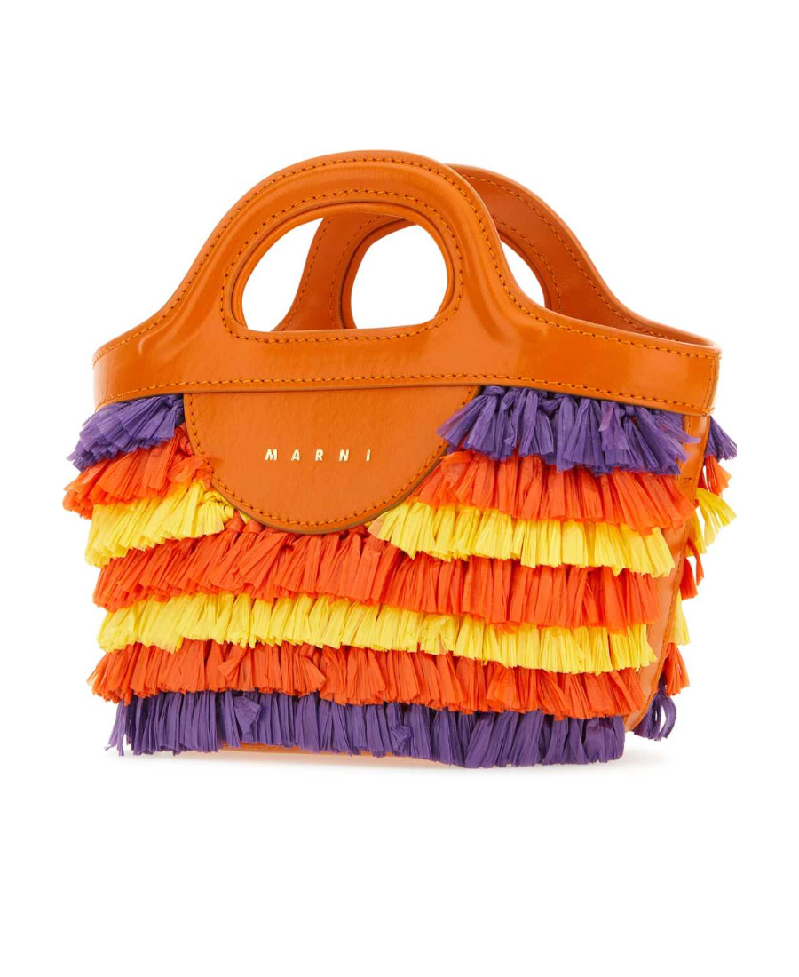 Marni Multicolor Fabric Micro Tropicalia Summer Handbag In Orange