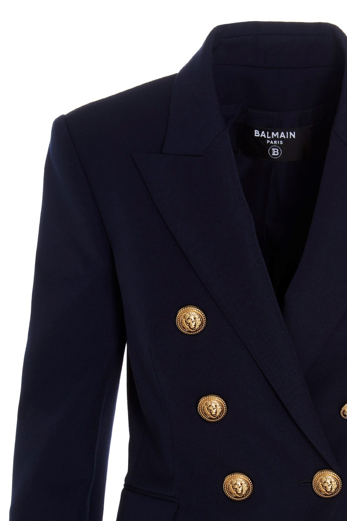 Shop Balmain Double-breasted Wool Blazer In Black