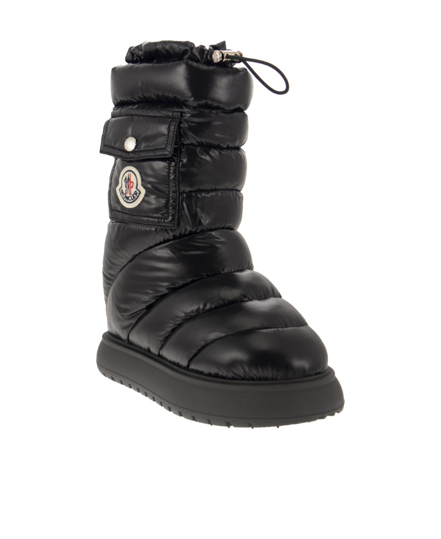 Shop Moncler Logo Motif Patch Puffer Boots In Black