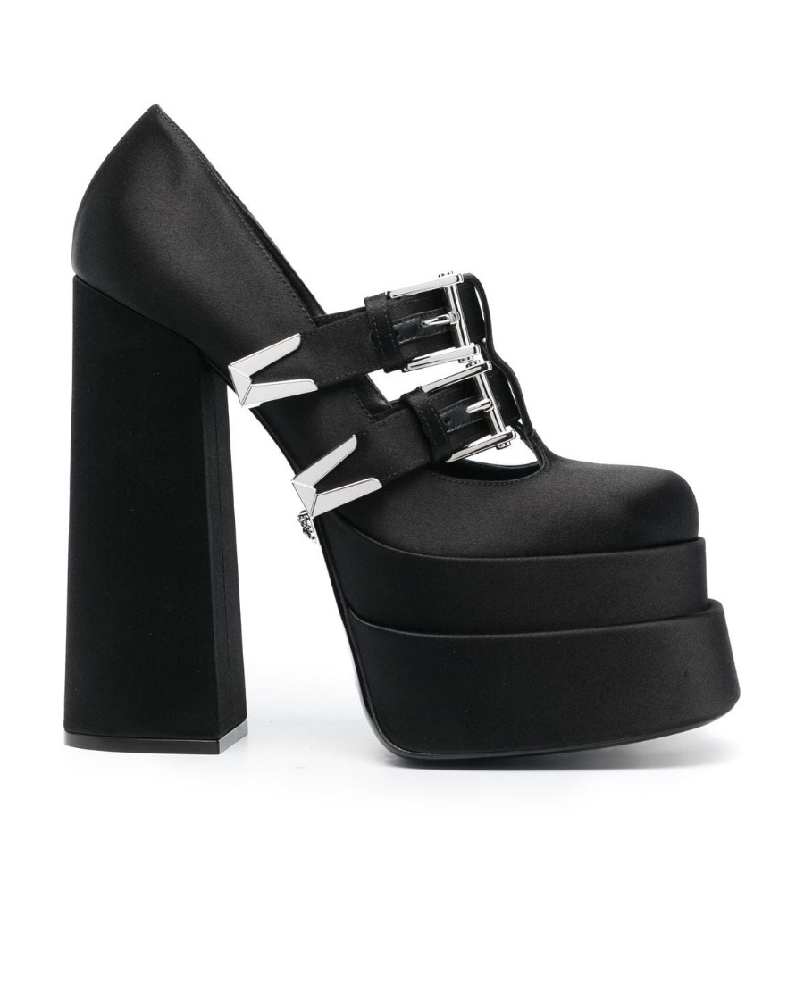 Versace Medusa Aevitas Satin Platform Pumps In Black