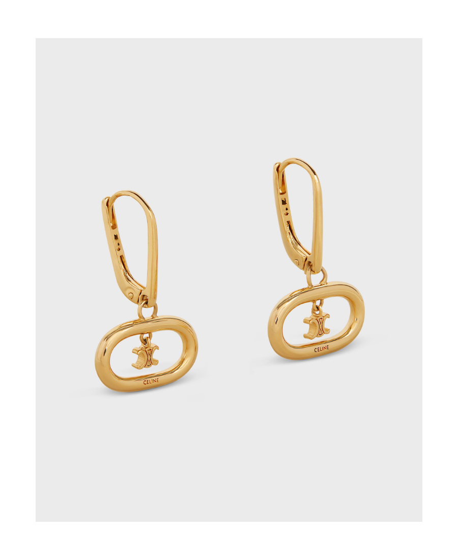 Celine Maillon Triomphe Gold Decorated Brass Earrings In Yellow