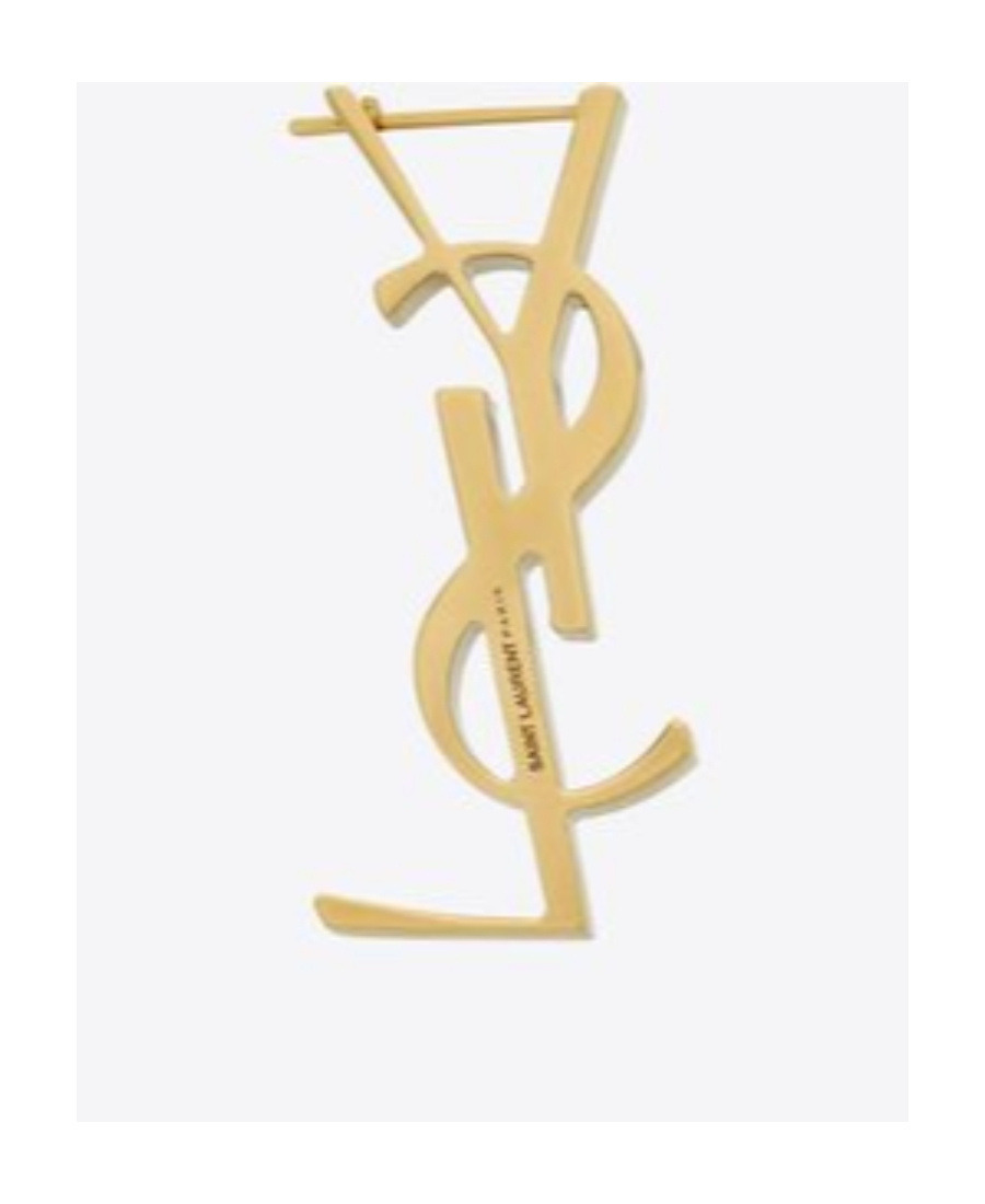 Saint Laurent Monogram-lettering Earrings In Yellow