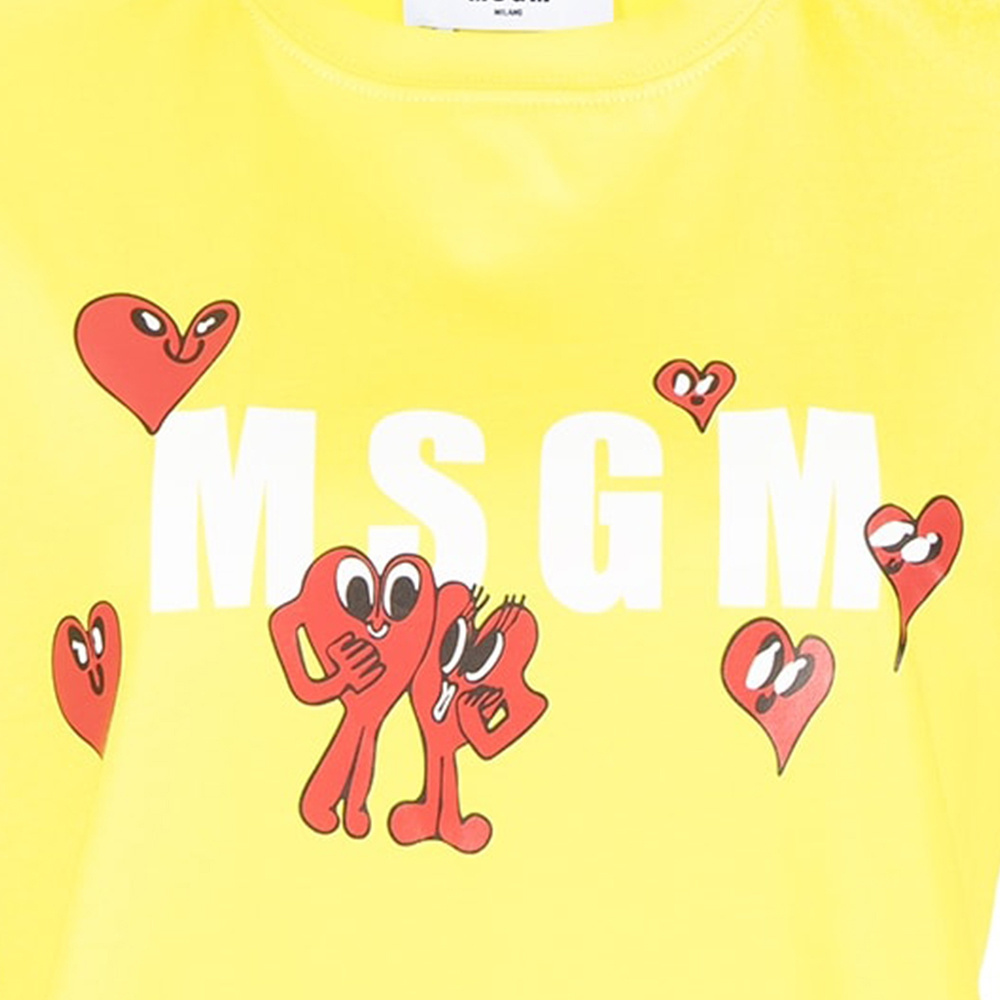 Msgm Logo Printed T-shirt In Yellow