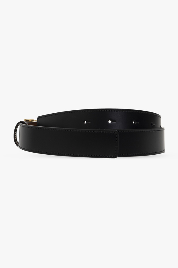 Burberry Tb-monogram Leather Belt In Black
