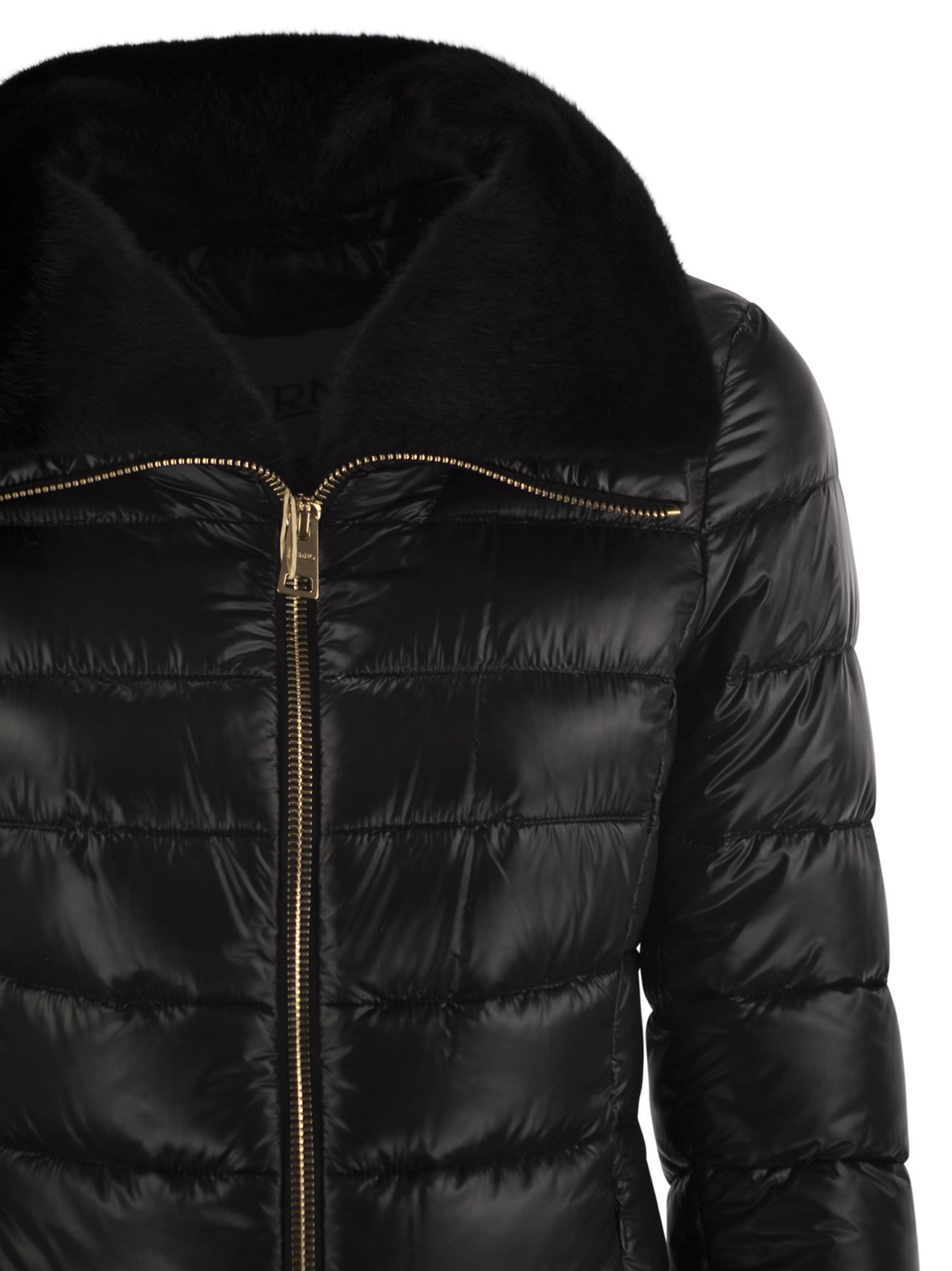 Herno Lapel Down Jacket In Black