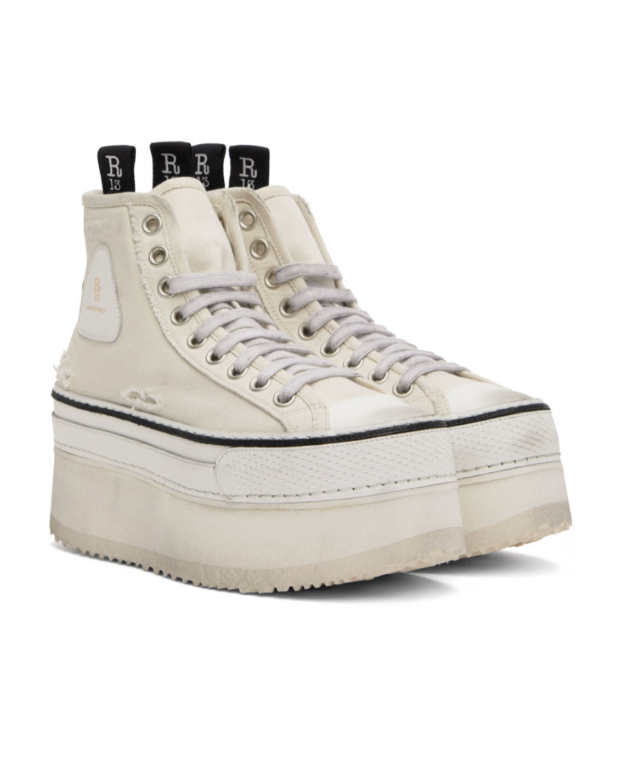 R13 Off-white Courtney Platform High Top Sneakers In Nude