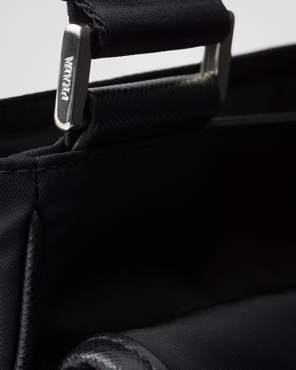 Prada Messenger Bag With Adjustable Strap And External Pocket In Black