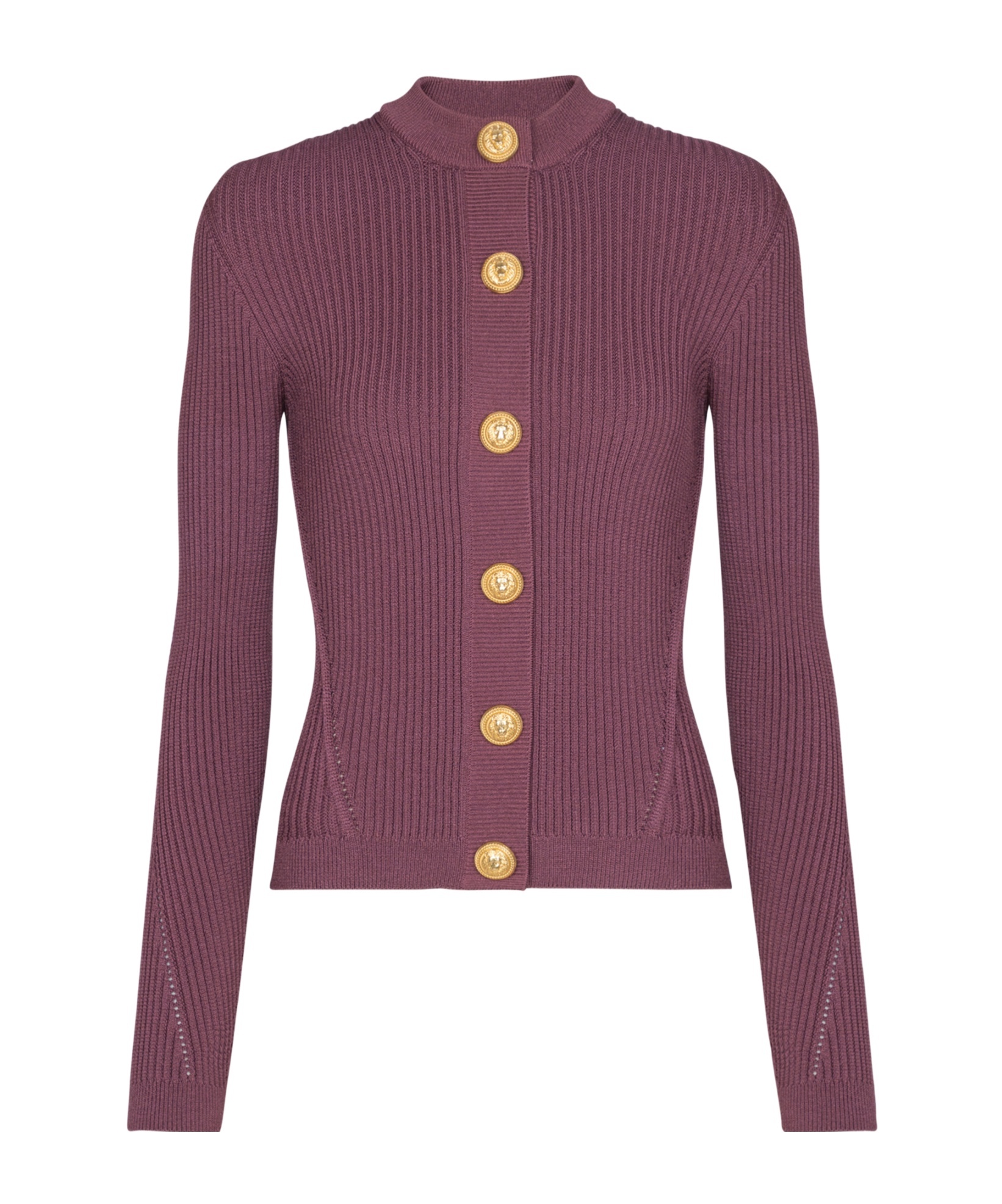 Balmain Fine Knit Cardigan With Buttons In Purple