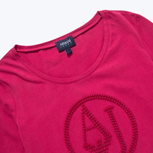 Shop Armani Jeans Logo Details T-shirt In Red