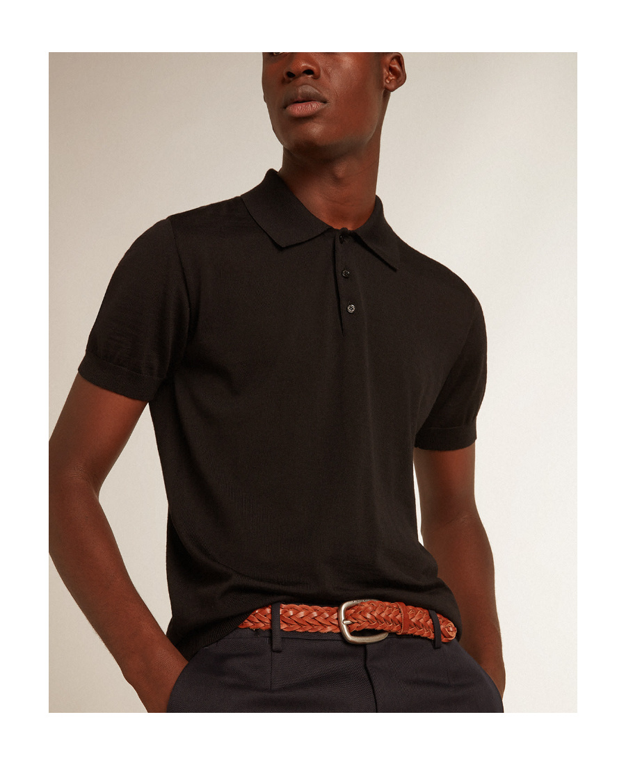 Golden Goose Logo-patch Polo Shirt In Black