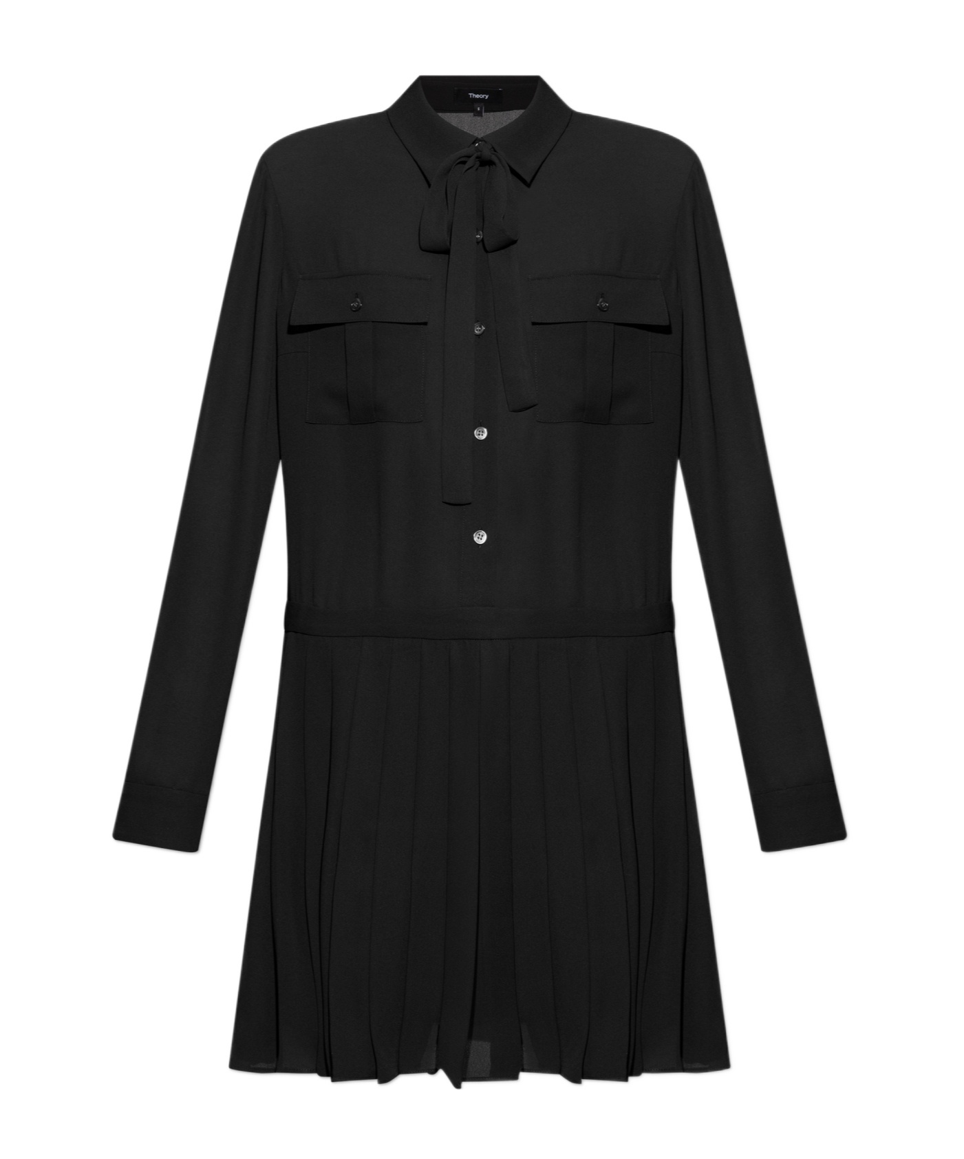 Shop Theory Pleated Shirt Dress In Black