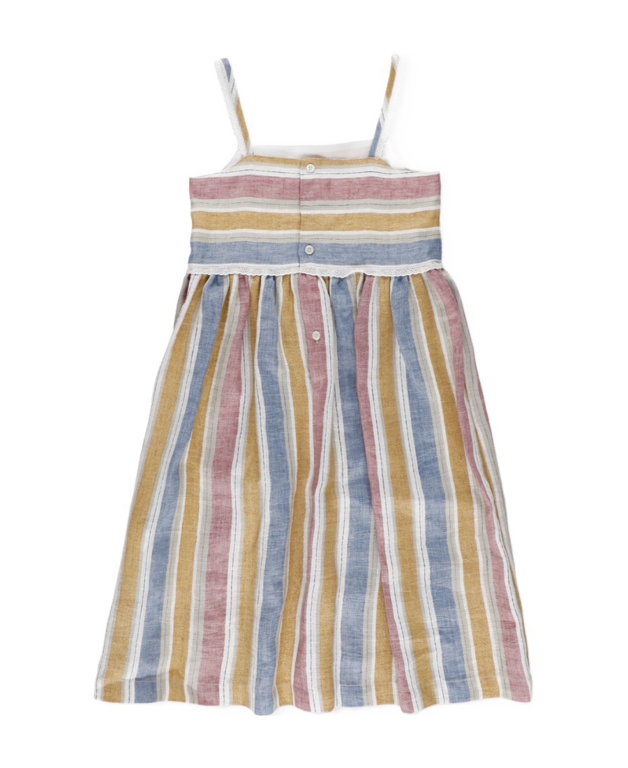 Il Gufo Striped Pleated Dress In Multicolor