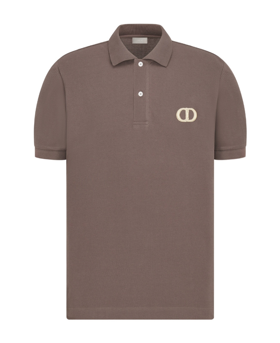 Dior Logo Short-sleeved Polo Shirt In Brown