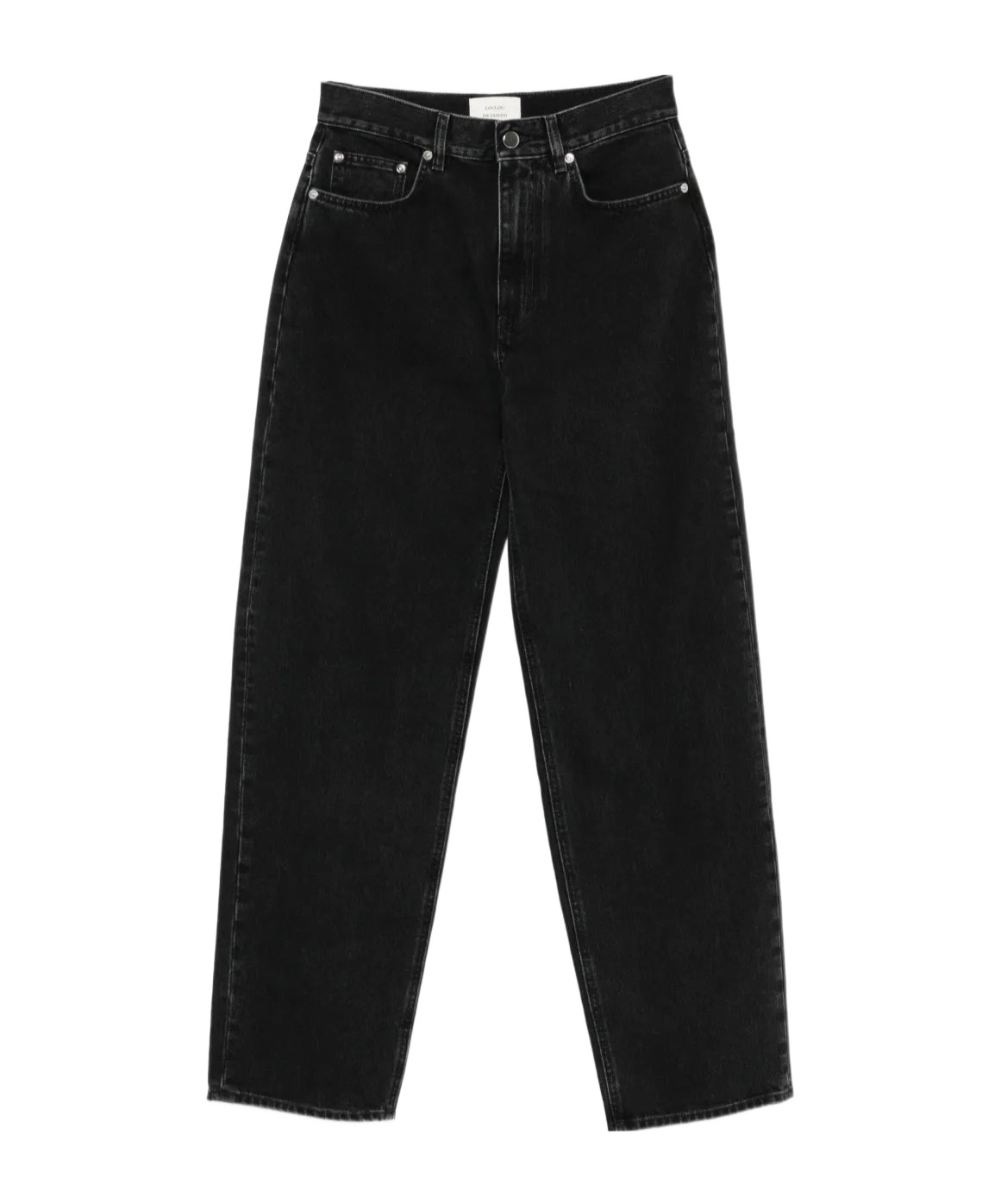 Loulou Studio Washed Grey Jeans With Five-pocket Styling And Raw Hem In Black