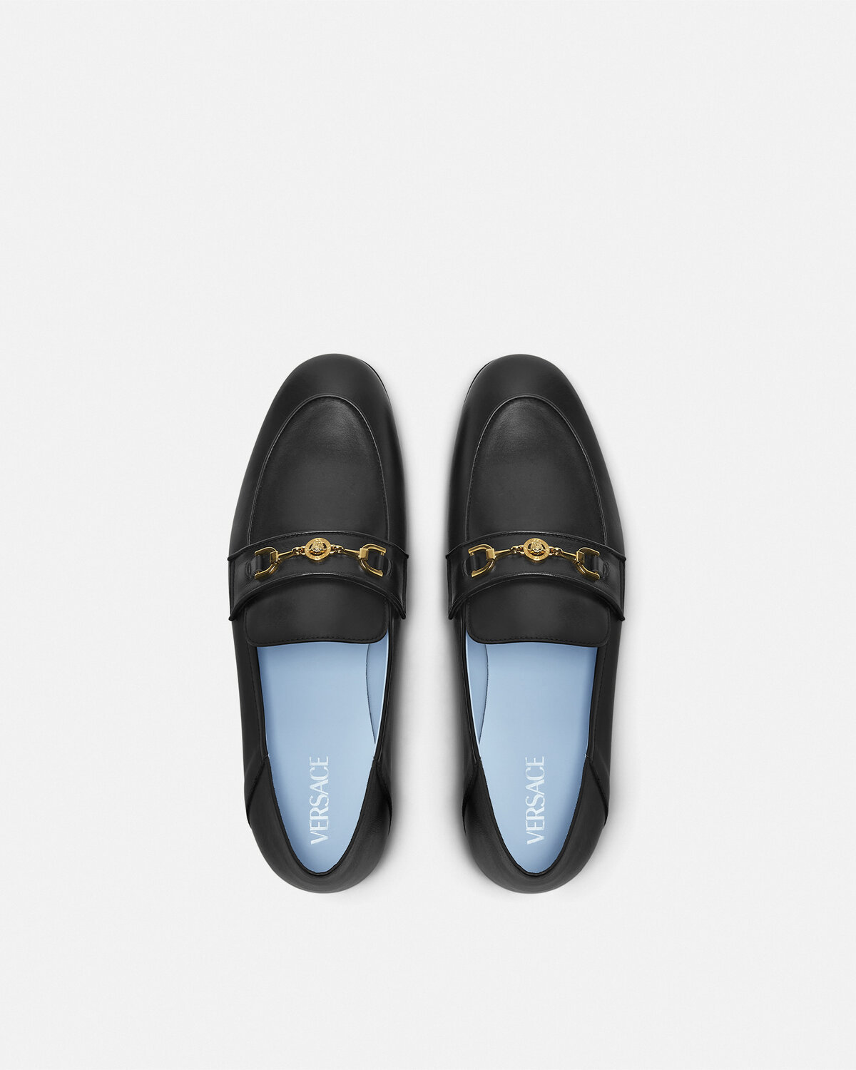 Versace Medusa-plaque Leather Loafers In Black