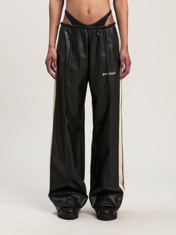 Palm Angels Logo Embroidered Elastic Waist Track Pants In Black