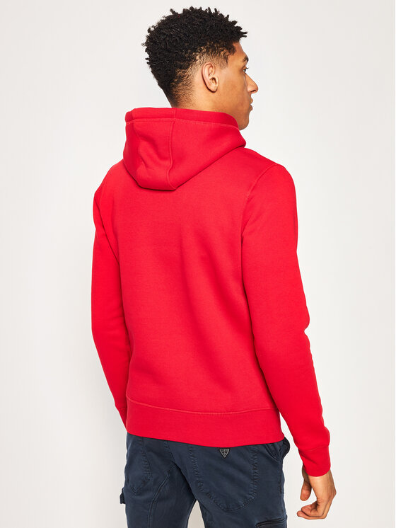 Tommy Hilfiger Embroidered Tommy Logo Hoodie In Red