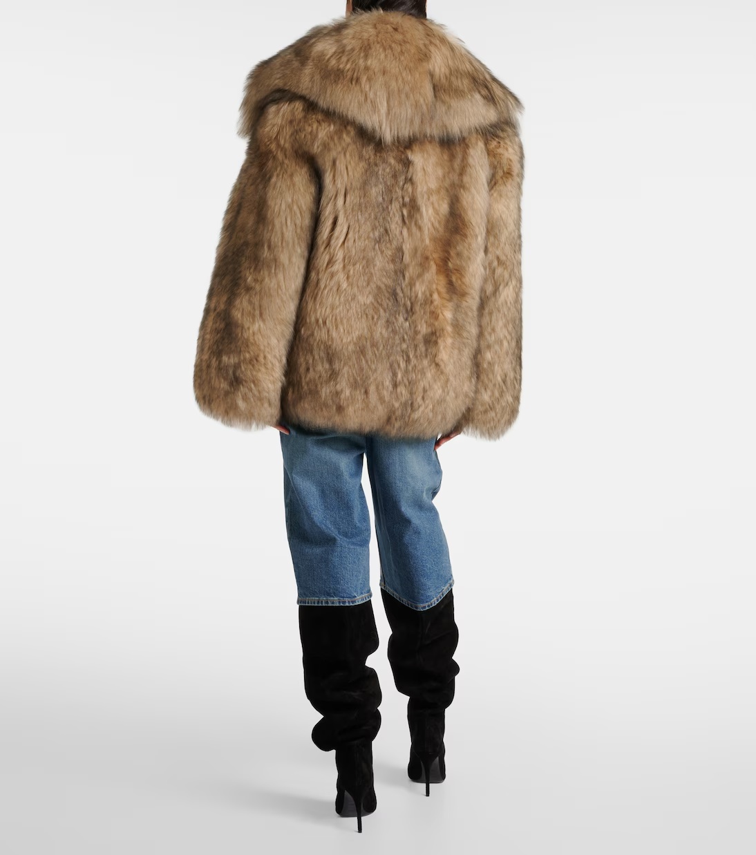 Alaïa Fur Coat With Lapel In Brown
