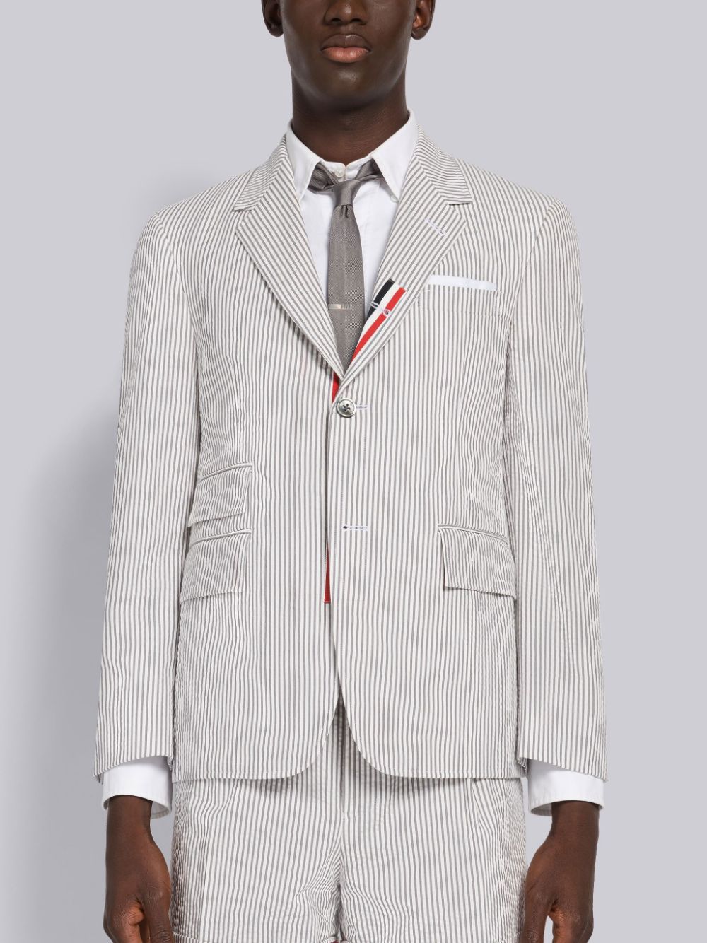 Shop Thom Browne Seersucker Single-breasted Blazer In White