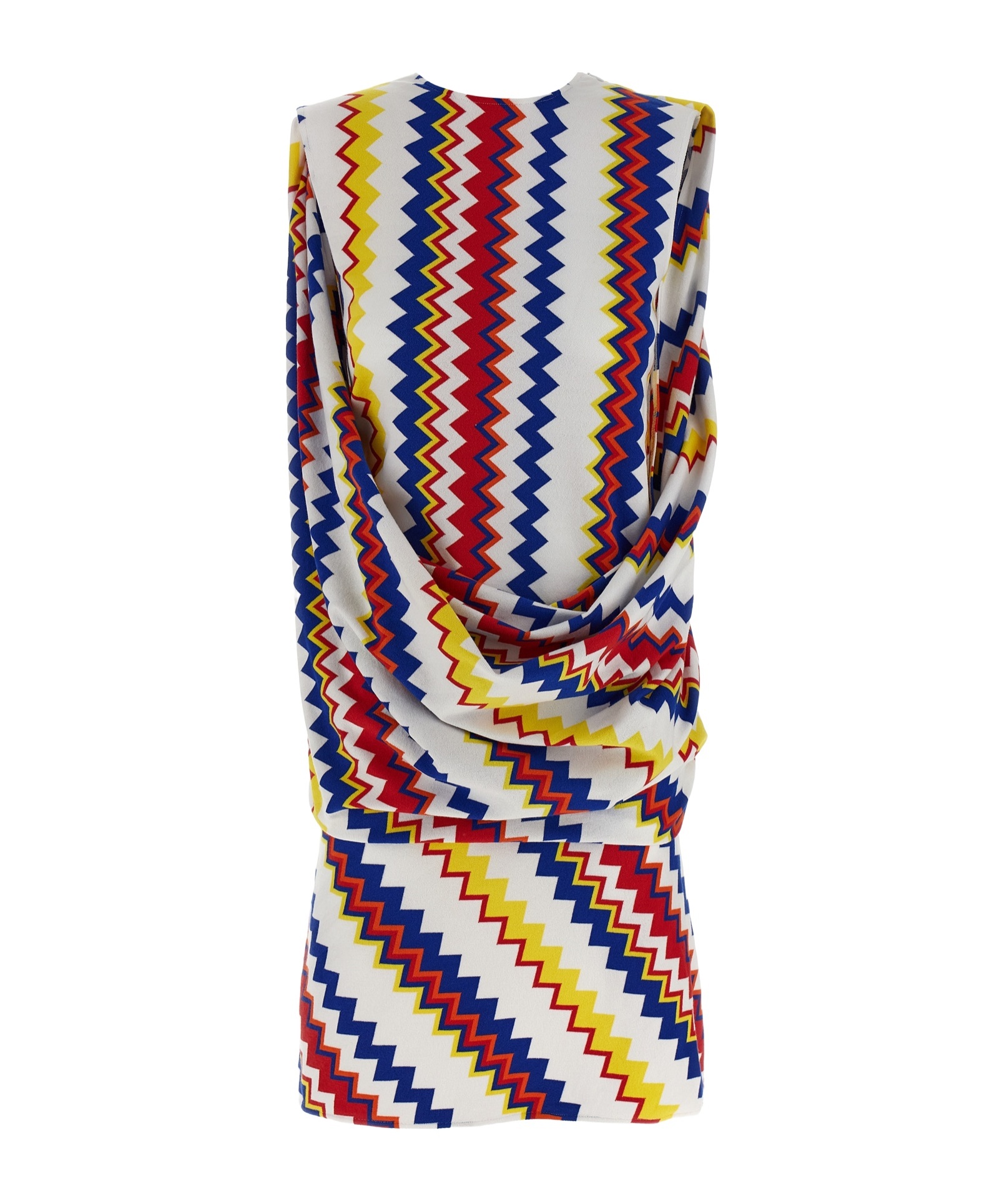 Missoni Zigzag Pattern Peplos Minidress With Draped Front In Multi