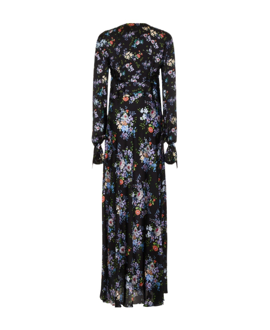 Rabanne Floral Print Long-sleeve Maxi Dress In Black