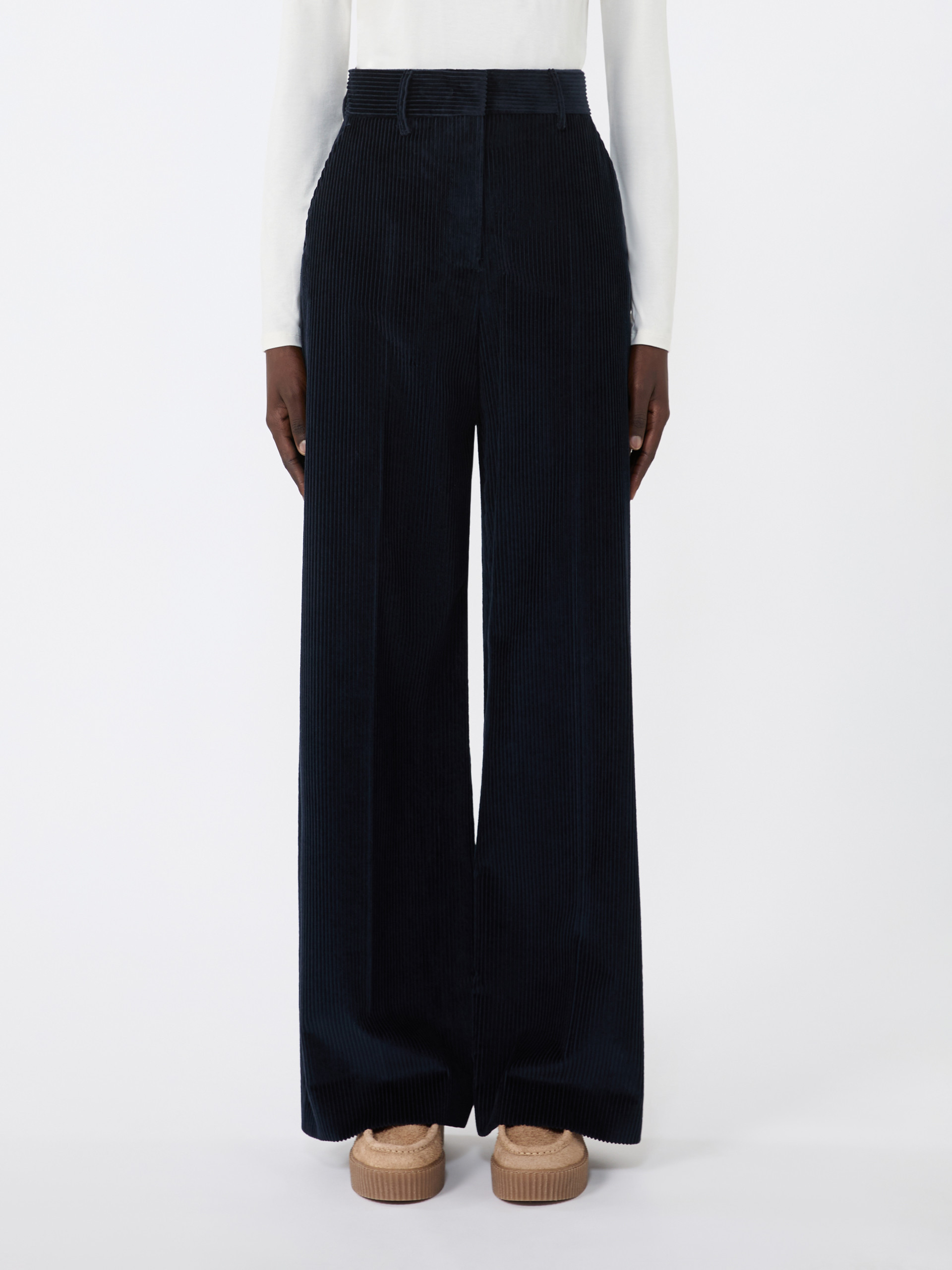 Weekend Max Mara Wide Corduroy Trousers In Blue