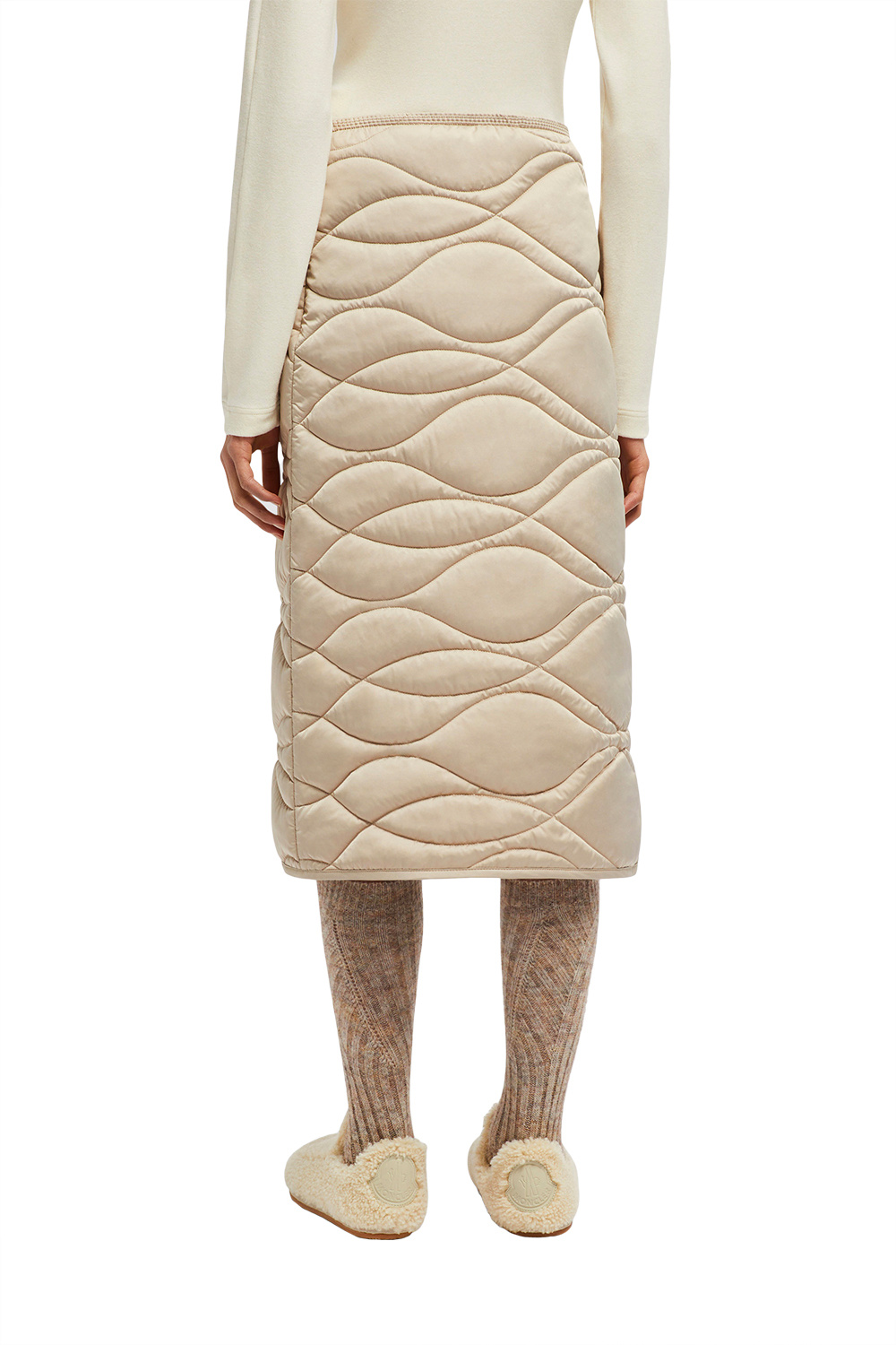 Moncler Quilted Midi Skirt In Nude