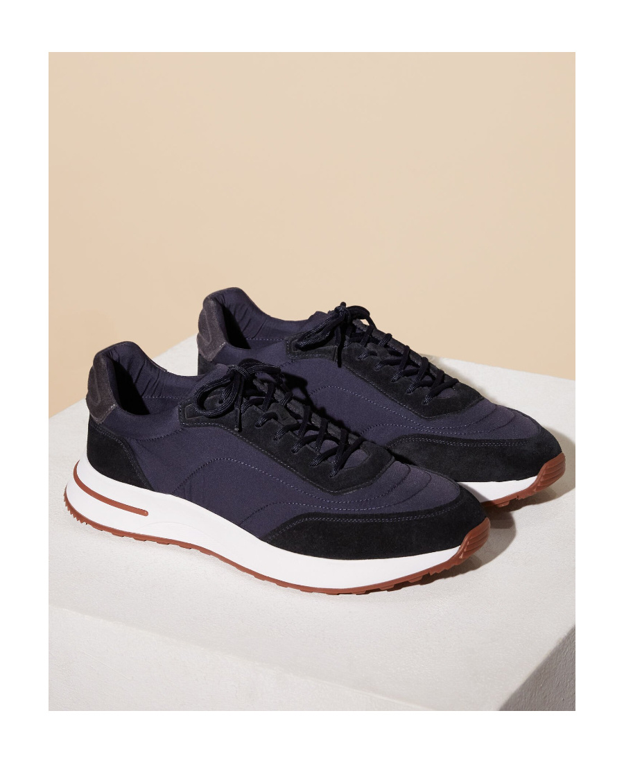 Loro Piana Quilted-panel Low-top Sneakers In Black