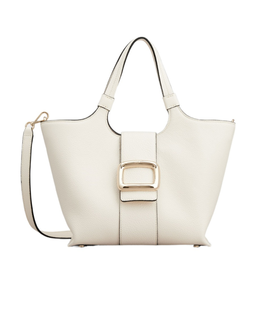 Roger Vivier Metal Clasp Shoulder Bag In White