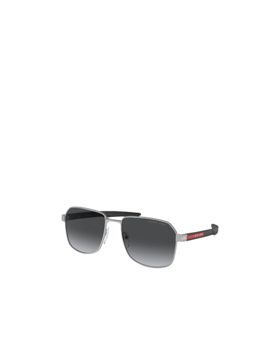 Prada 57mm Polarized Gradient Rectangular Sunglasses In Black