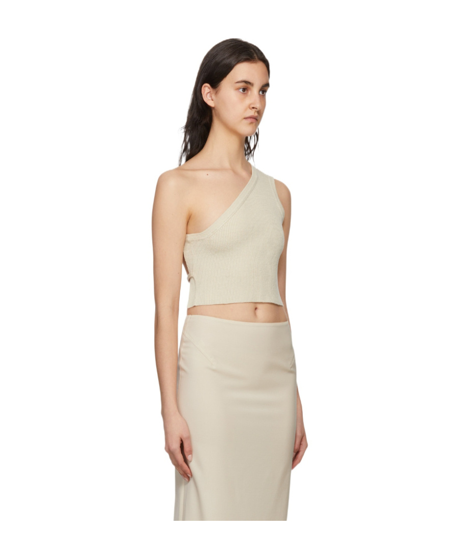 Shop Jacquemus One-shoulder Vest In Nude