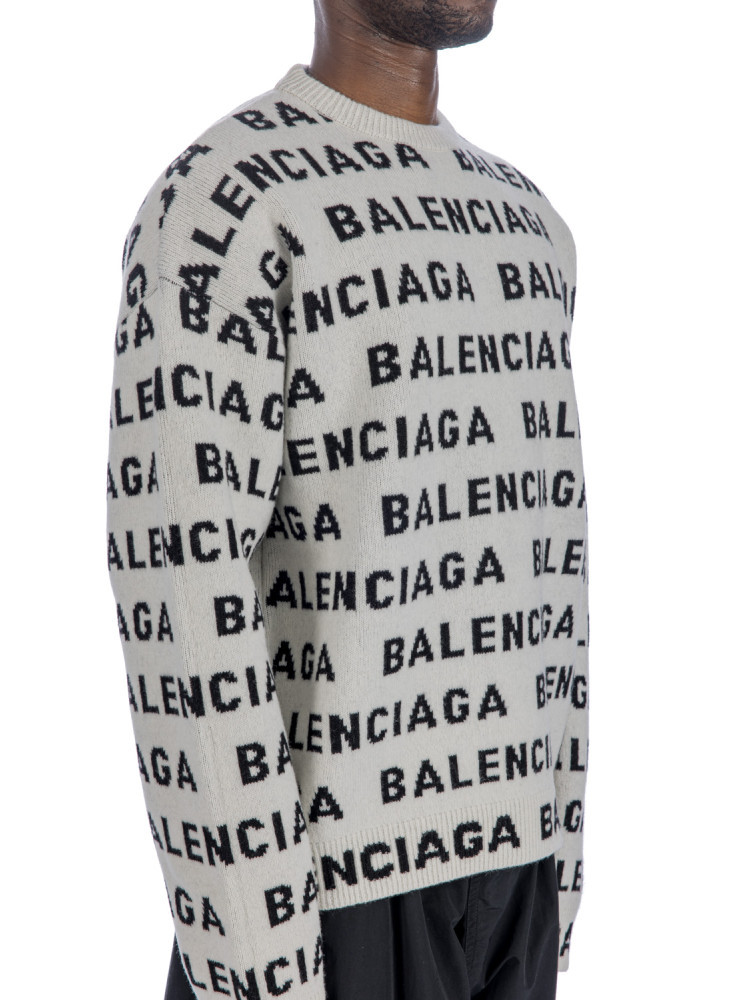 Balenciaga Logo-monogrammed Wool-blend Jumper In White