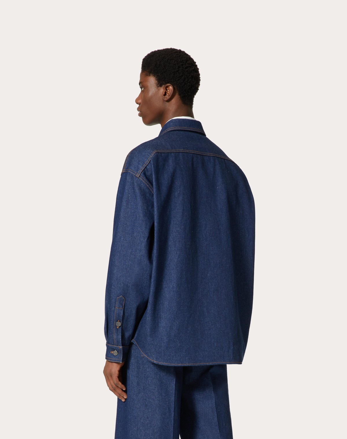 Valentino Denim Shirt With Long Sleeves And Chest Pocket In Blue
