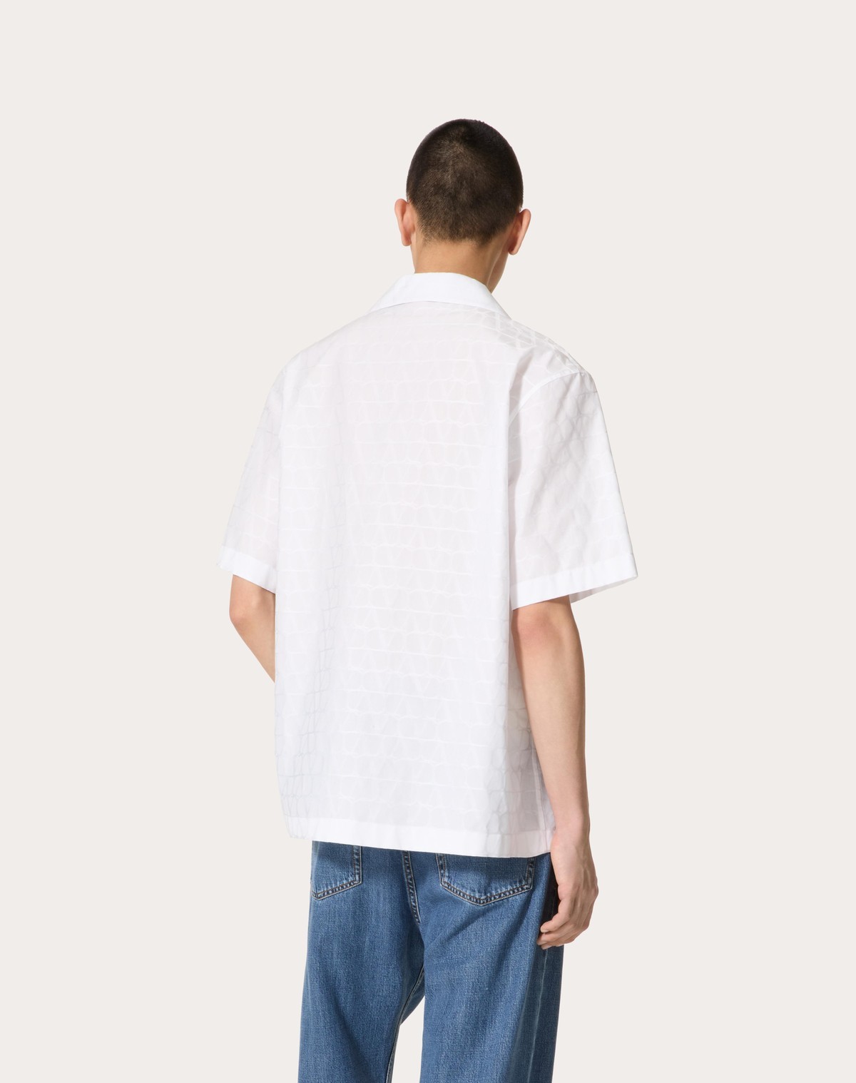 Valentino Toile Iconographe Pattern Cotton Poplin Bowling Shirt In White
