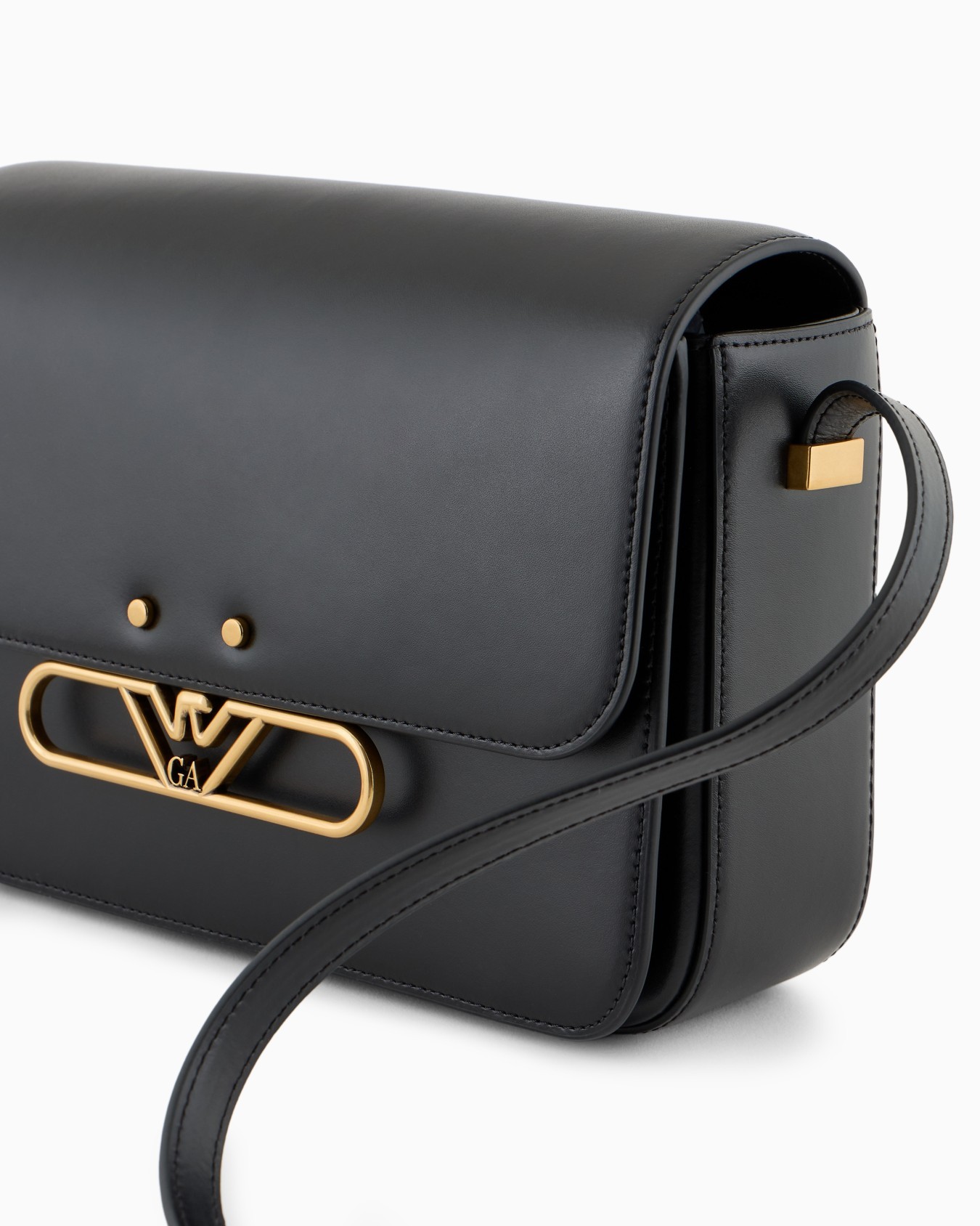 Emporio Armani Smooth Leather Shoulder Bag With Metal Eagle Logo