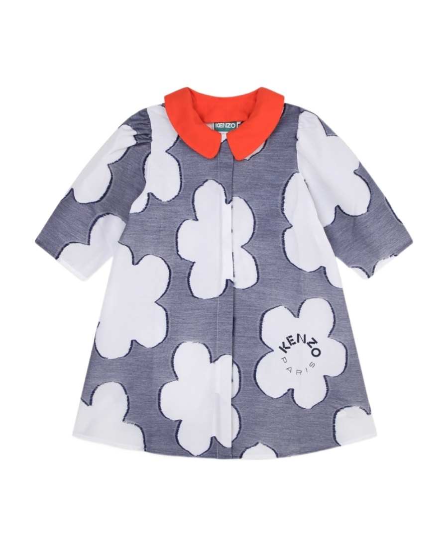 KENZO FLORAL-PRINT SHORT-SLEEVE DRESS