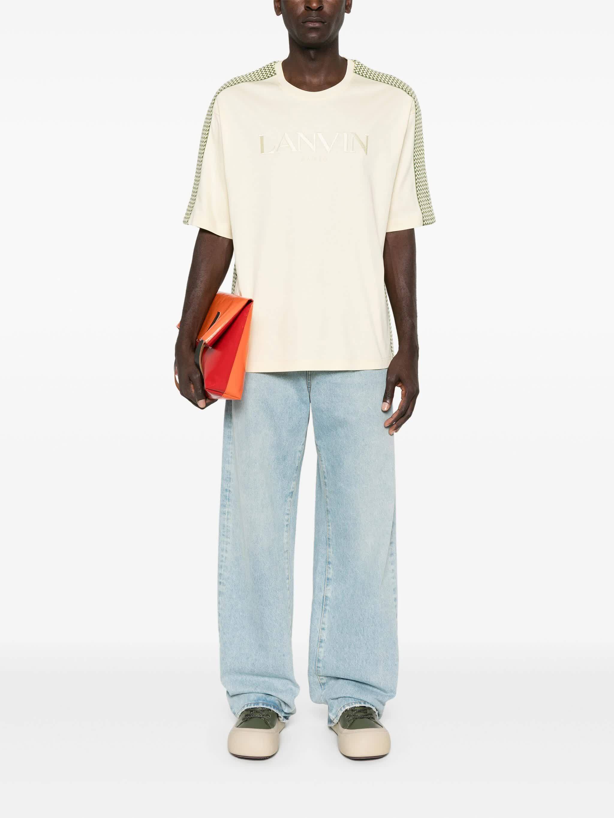 Lanvin Logo-embroidered Cotton T-shirt In White
