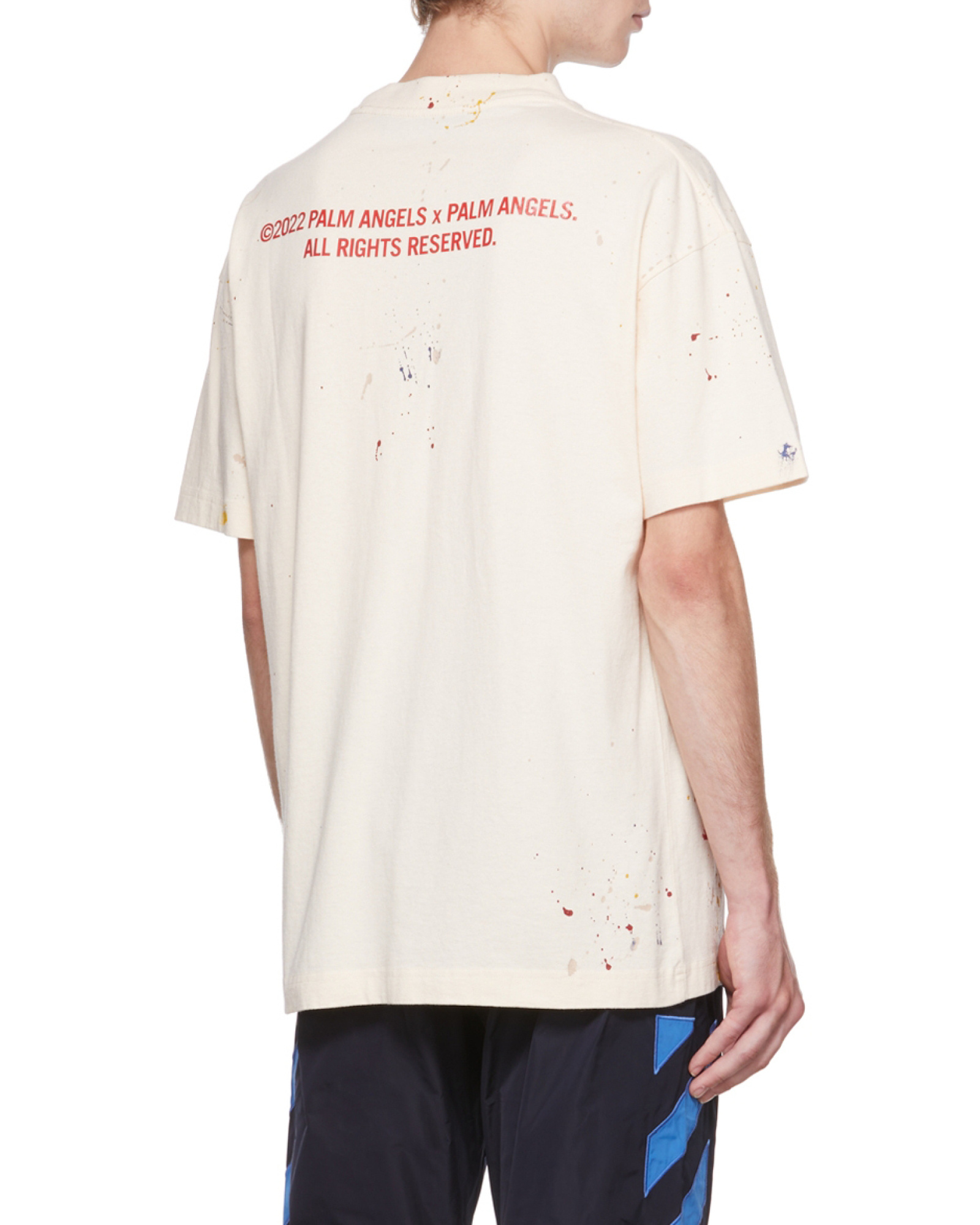 PALM ANGELS PALM TREE-PRINT SPRAY-PAINT EFFECT T-SHIRT