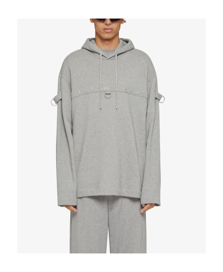 Givenchy D-ring Drawstring Hoodie In Gray