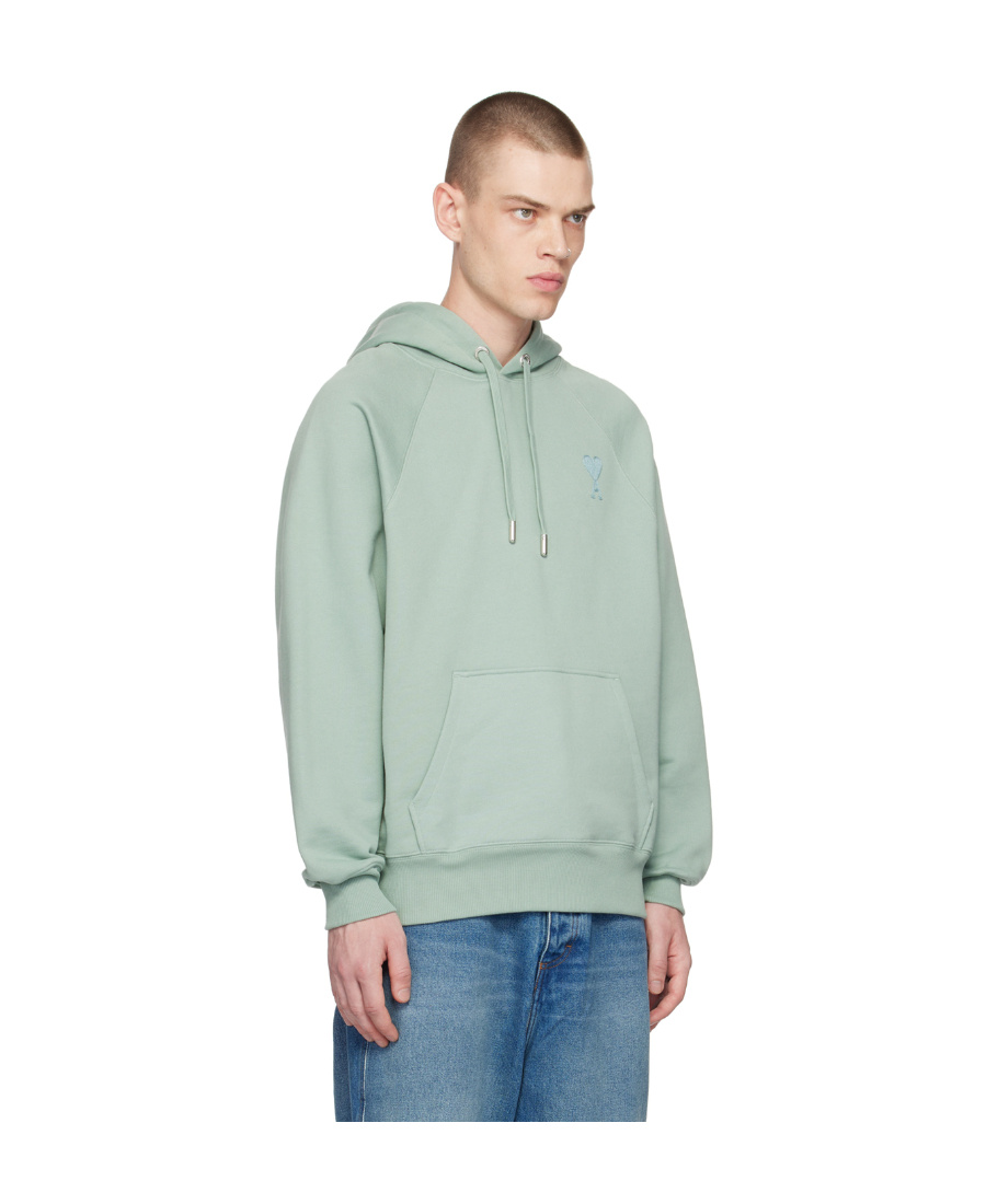 Ami Alexandre Mattiussi Ami De C Ur Hooded Sweater In Green
