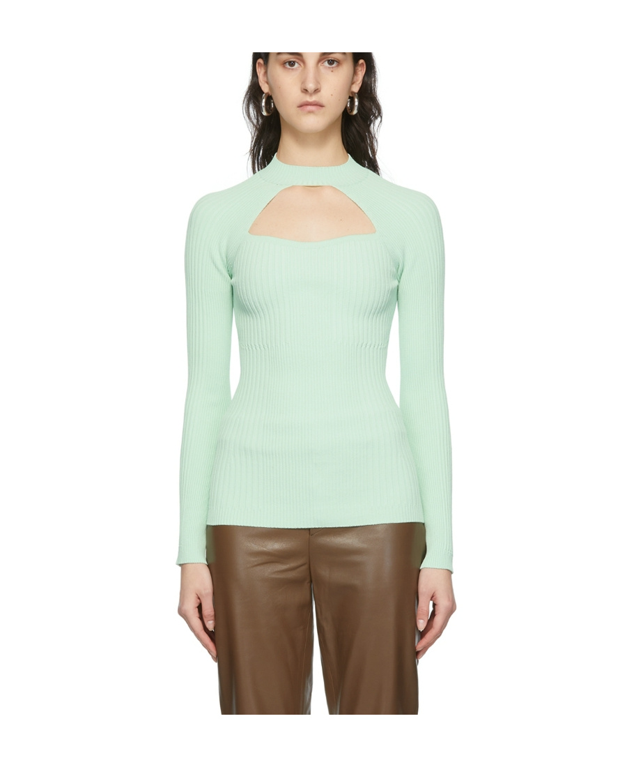 AERON LOGO HOLLOWED-OUT RIB SWEATER 