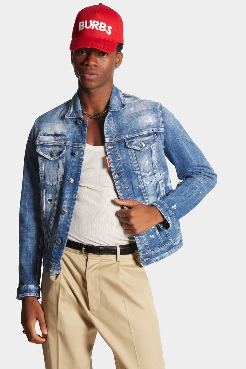 Dsquared2 Dan Distressed Buttoned Denim Jacket In Blue