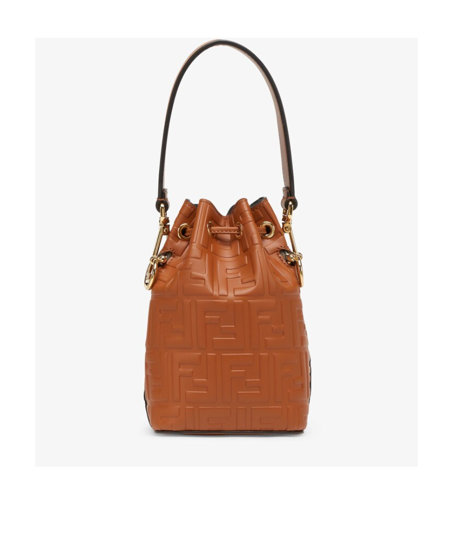 Fendi Mon Tresor Mini Leather Bucket Bag In Brown