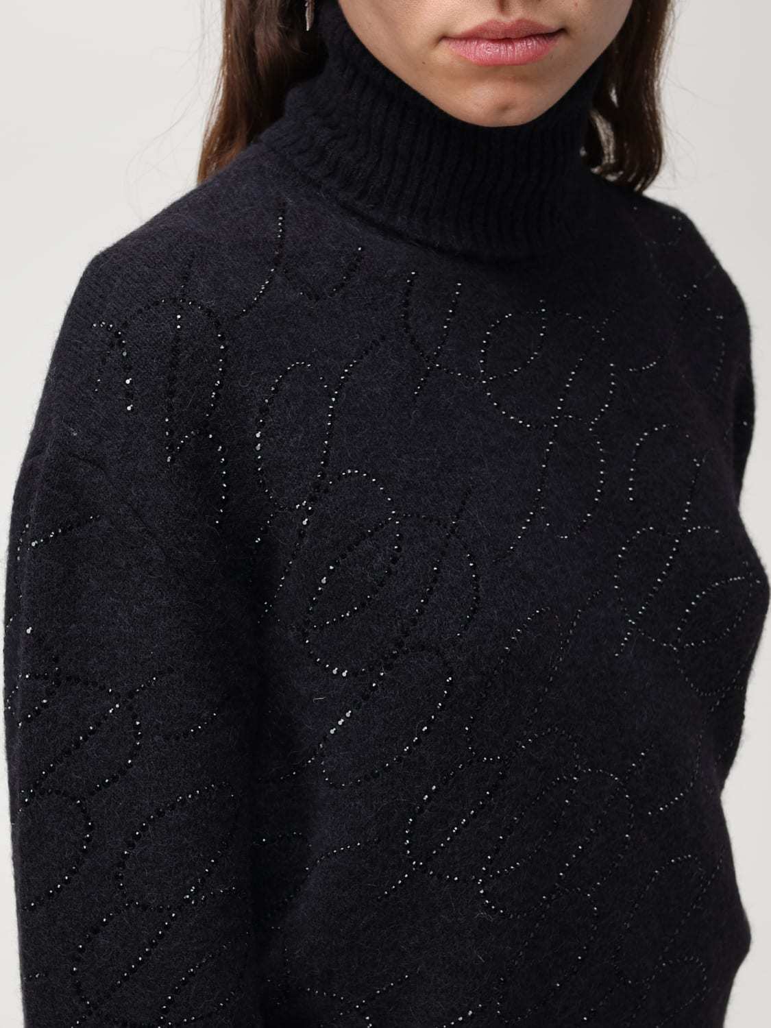 Blumarine Black High Neck Sweater In Black