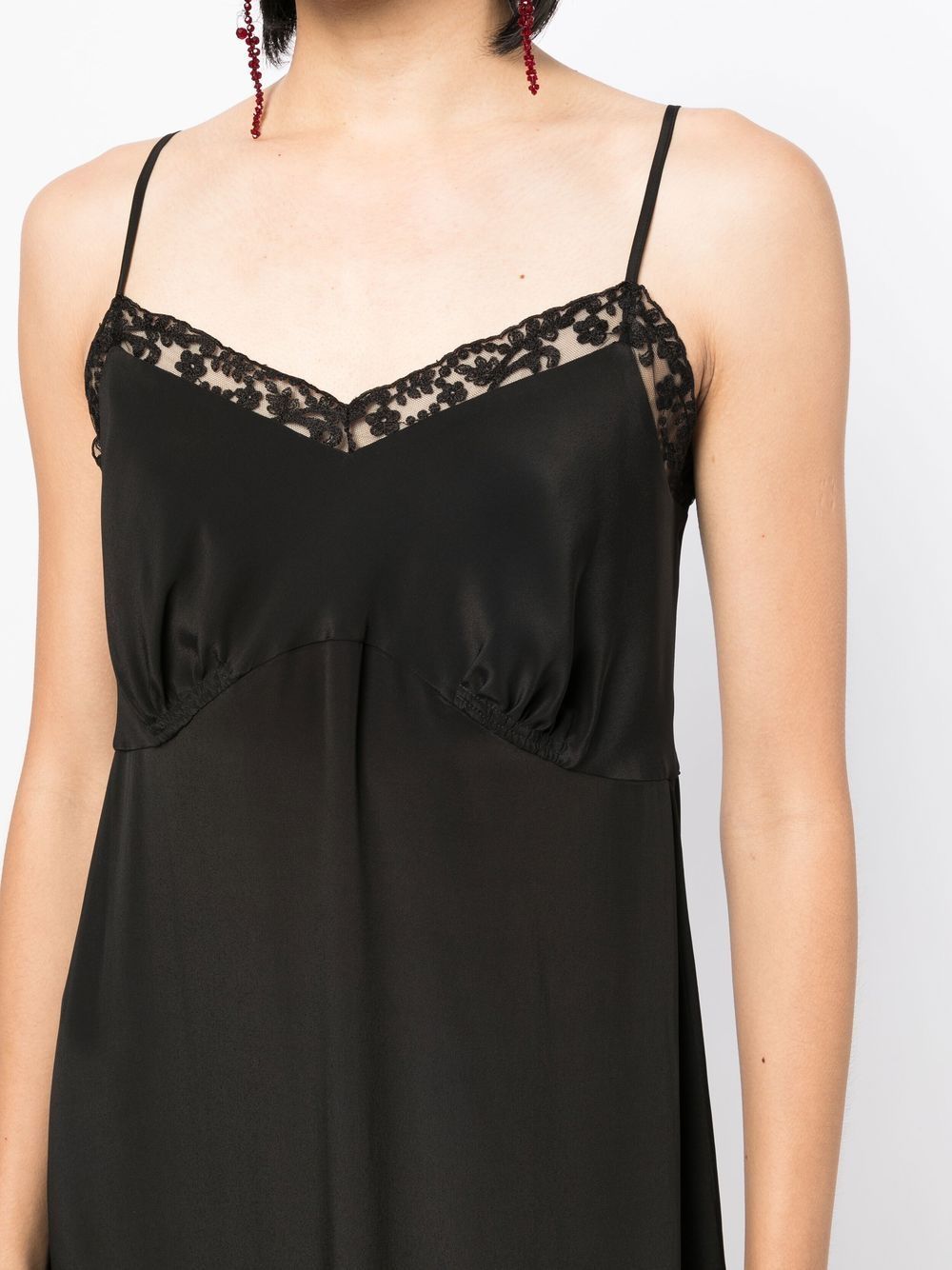 Simone Rocha Floral-jacquard Silk-satin Midi Slip Dress In Black