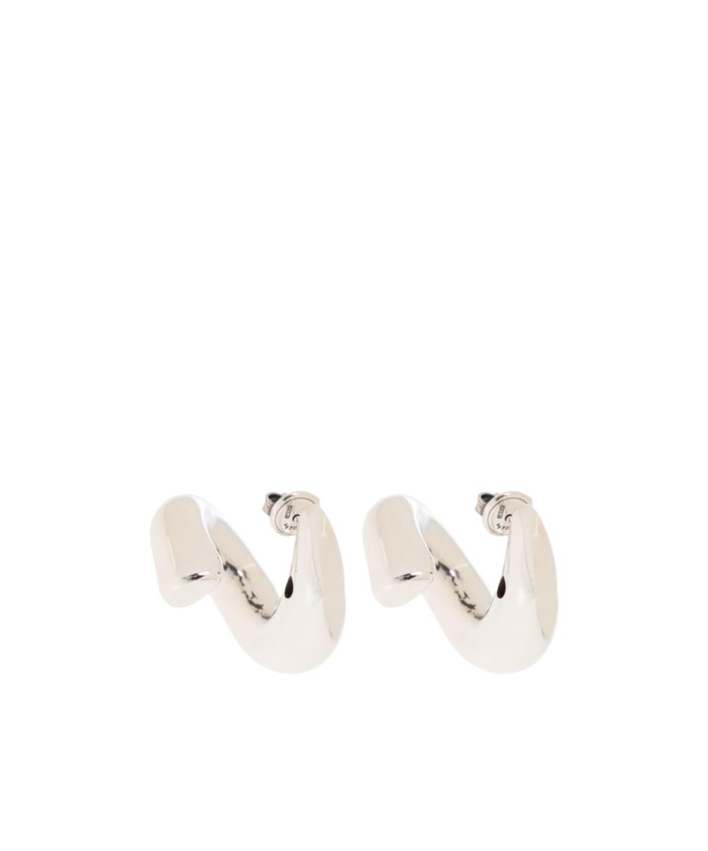 Bottega Veneta Logo Asymmetrical Earrings In White