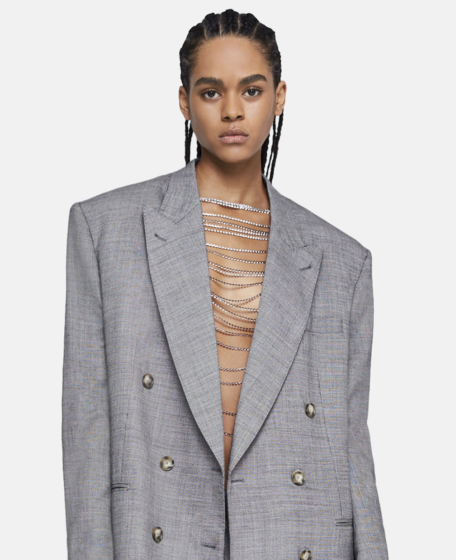 Stella Mccartney Grey Double-breasted Blazer In Gray