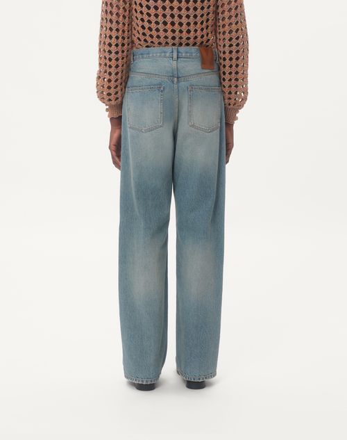 Valentino Straight Trousers With Belt Loops And Five Pockets In Blue