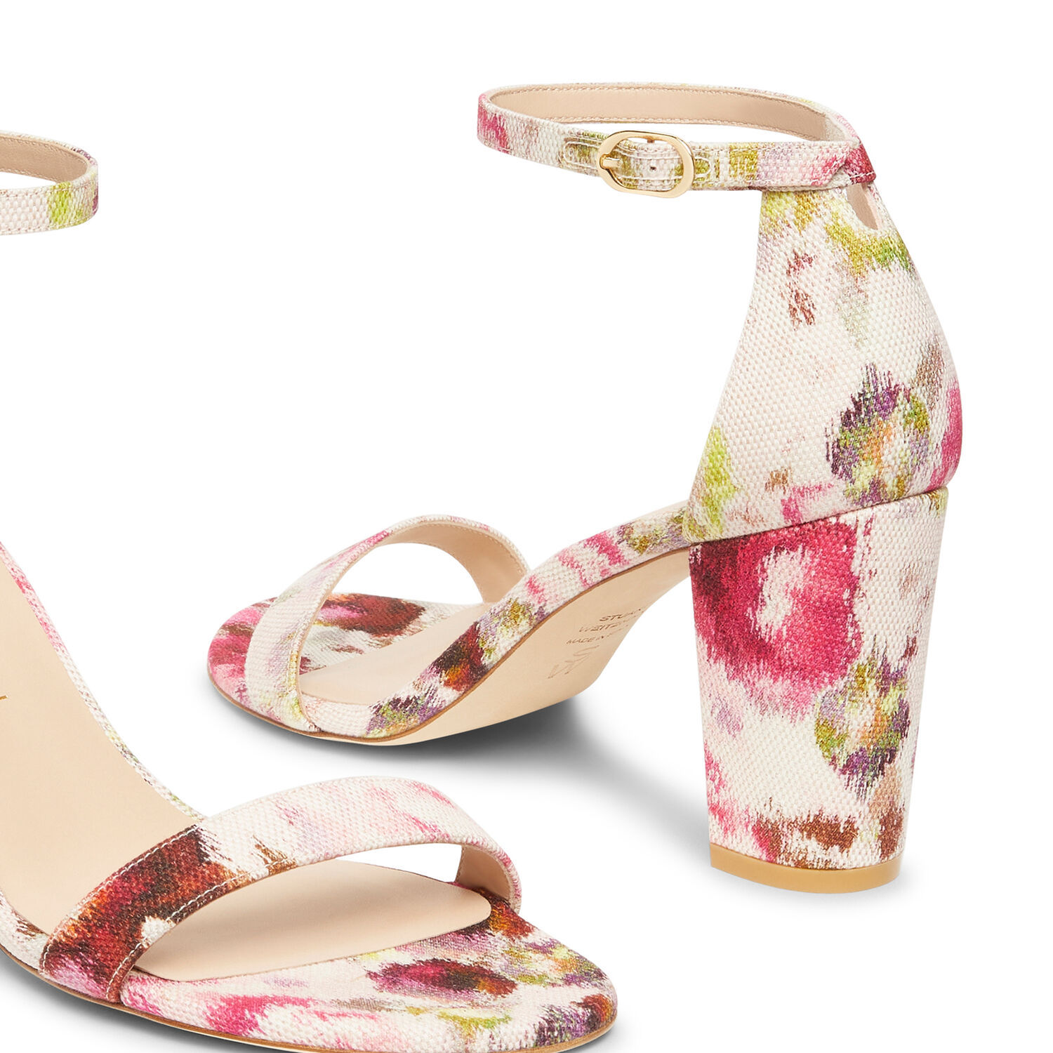 Stuart Weitzman 70mm Nearly Floral-print Jacquard Sandals In White