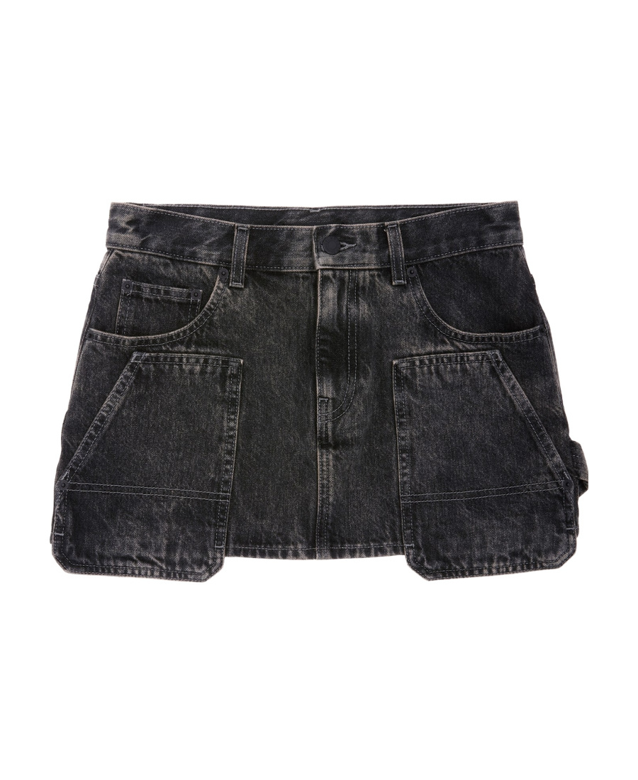 Helmut Lang Black Carpenter Denim Miniskirt In Black